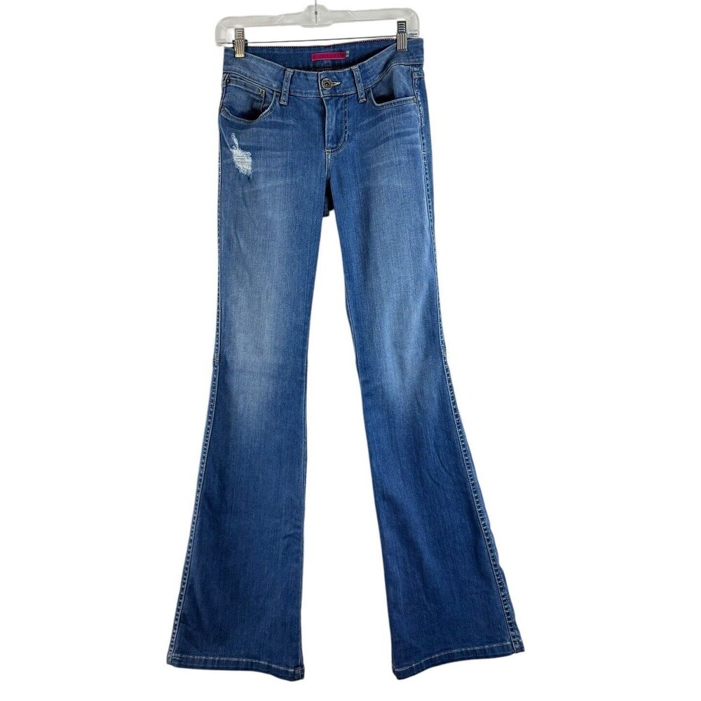 ALICE + OLIVIA Jeans Womens Size 4 Bell Bottoms Wide Leg Low Rise Distressed - Picture 2 of 14